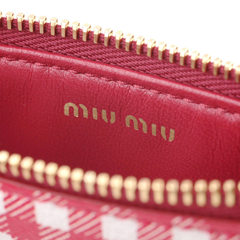 Miu Miu Card Case Madras Vichy Red White - image 6